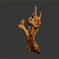 Wooden Carving with Orange Root Branch Shape Artistic Decorative Home Decor Piece