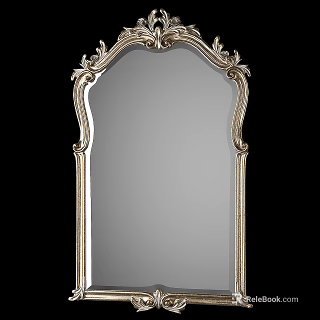 Ornate Gold Framed Mirror With Carved Details For Home Decor Accent 3d model 