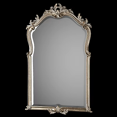 Ornate Gold Framed Mirror With Carved Details For Home Decor Accent 3d model