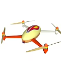 Industrial Drone Quadcopter With Yellow Red Streamlined Body And Propellers For Industrial Use