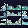 Artistic Wave Themed Wall Decor With Various Stylish Decorative Patterns
