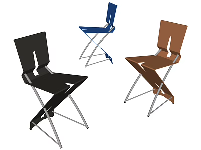 Modern Leisure Chairs With Foldable Metal Frame And Three Color Seats 3d model