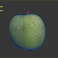 Fresh Green Apple With White Specks And Stem On Black Surface
