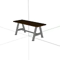Sturdy Modern Office Desk With Wooden Top And Metal Frame Structure