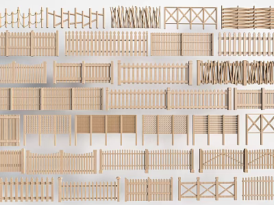 Various Wooden Railing Designs With Different Styles And Decorative Patterns 3d model