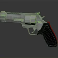 Silver Metallic Revolver With Red Black Grip And Polished Tactical Design
