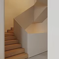Modern Wooden Stairs Interior Design With White Side Panels And Simple Structure