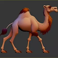 3D Camel Model In Cartoon Style With Orange Red Fur And Realistic Shading