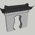 Traditional Chinese Building Exterior Wall Featuring Classic Eaves Tile Roof And Curved Archway