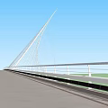 Modern Landscape Bridge With Cable Stayed Structure White Railings And Blue Sky 3d model