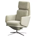 Modern Beige Upholstered Office Chair With High Backrest And Swivel Base
