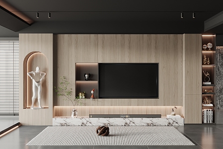 Modern TV background wall 3d model