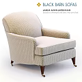 Large Ivory Armchair Traditional Design With Pattern Upholstery and Wood Legs