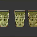 Three Silver and Orange Metal Household Shopping Carts with Wheels and Handles