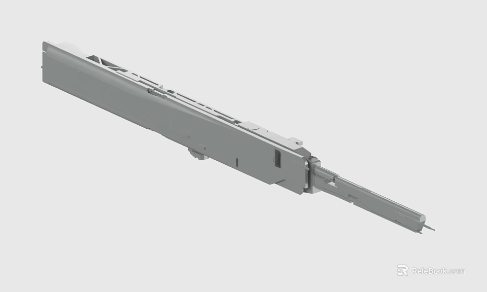Gray Metal Linear Rail Component With Sliding Mechanism And Precision Engineered Design 3d model 