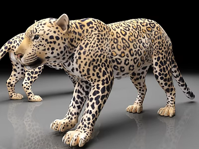 Realistic 3D Leopard Model With Detailed Spots Dynamic Stance And Lifelike Fur 3d model
