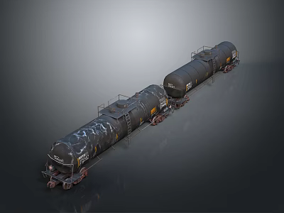 Industrial Equipment Heavy Duty Tank Cars With Connected Metal Bodies And Freight Wheels 3d model