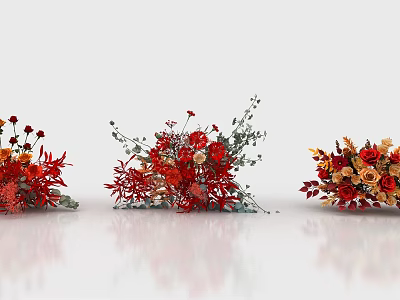 Commercial Floral Display Equipment Featuring Red And Orange Flower Arrangements 3d model