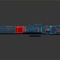 Futuristic Blue And Red Sci Fi Pistol With Scope Red Star And Striped Pattern 3d model