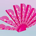 Pink Fan Shaped Decoration Composed Of Multiple Small Fans With White Patterns