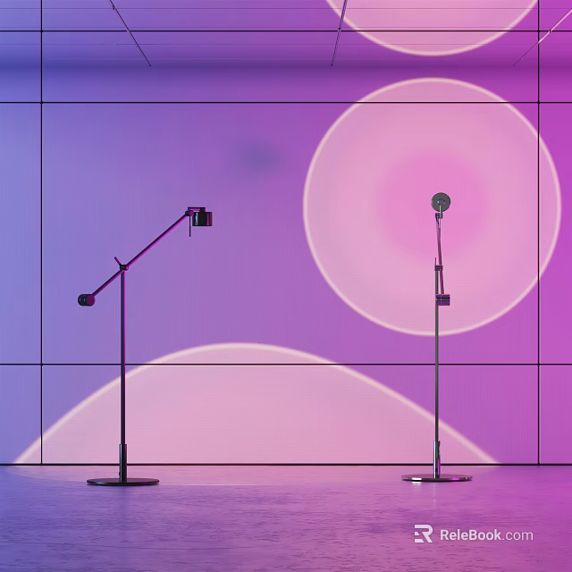 Modern Floor Lamp Design With Purple Pink Circular Backdrop And Ambient Lighting 3d model 