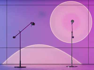 Modern Floor Lamp Design With Purple Pink Circular Backdrop And Ambient Lighting 3d model