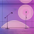 Modern Floor Lamp Design With Purple Pink Circular Backdrop And Ambient Lighting