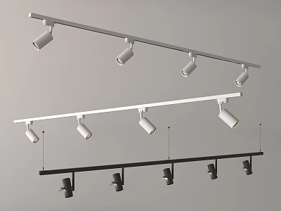 Modern Track Mounted Downlights And Spotlights With White And Black Frames Adjustable Directional Lighting Fixtures 3d model