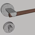 Modern Door Handle With Silver Metal Base Wooden Grip And Round Lock Cylinder