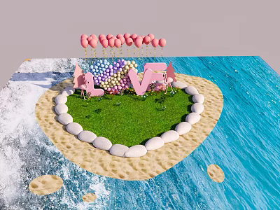 Modern Meichen Romantic Landscape 3d model