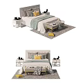 Elegant Modern Double Bed Interior Design With Nightstands Decorative Pillows And Area Rug