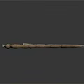 Three Ancient Weapons With Long Short And Curved Blades And Decorative Carvings