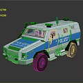 Blue And White Armored Police Military Vehicle With Roof Lights And POLIZEI Logo