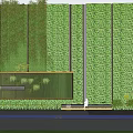 Lush Outdoor Vertical Green Plant Wall Design With Lawn And Trees