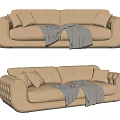 Modern double sofa multiplayer sofa 3d model