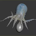 3D Character Design of Fantasy Creature with Tentacles and White Blue Bulbous Body