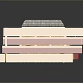 Abstract 3D Model With Stacked Geometric Blocks Pink Beige White Layers And Grid Textured Top