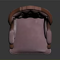 Classical Purple Velvet Armchair With Carved Wooden Armrests And Ornate Backrest Design