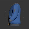 Stylish Blue Bomber Jacket with Orange Zipper Gray Cuffs and Left Arm Patch 3d model