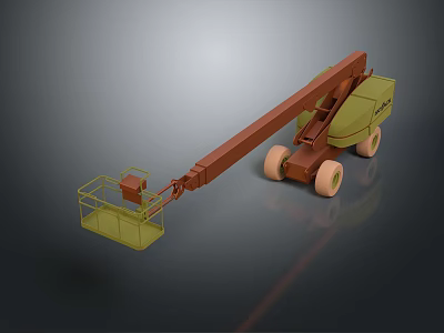 Wheeled Aerial Work Platform With Telescopic Boom And Green Work Basket 3d model