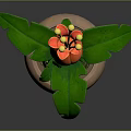 Potted Plant Featuring Red Flower Yellow Stamens and Green Leaves in Clay Pot