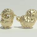Two Golden Sheep Decorative Figurines With Shiny Surface And 3D Design