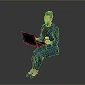 Child Using Laptop With Parent In Blue Suit Holding Coffee Cup
