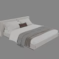Modern Double Bed With Light Colored Frame White Sheets Pillows And Striped Blanket