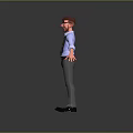 3D Human Character Wearing Glasses Shirt And Tie Standing With Arms Outstretched On Black Background