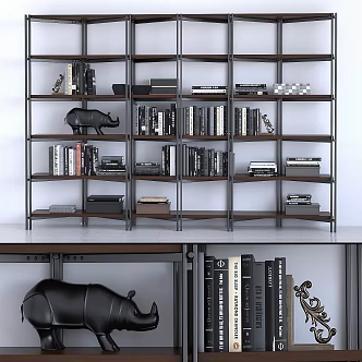 Industrial Wind Decorative Cabinet Bookcase 3d model