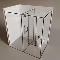 Modern Shower Head In Modern Shower Room Interior With Glass Enclosure And Marble Tile Walls