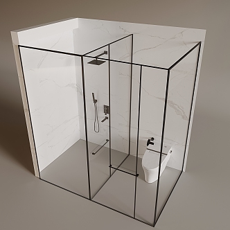 Modern Hotel Shower Room Hotel Shower Toilet 3d model