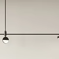 Modern Minimalist Pendant Light with Black Metal Bar and Three Globe Shades for Contemporary Interiors