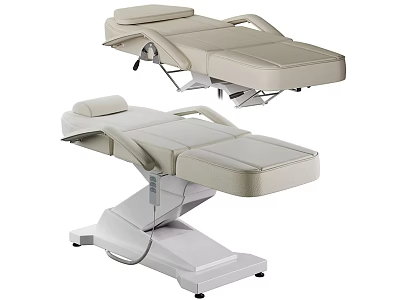 Modern Beige Adjustable Massage Table with Padded Surface Rolling Wheels and Metal Frame 3d model